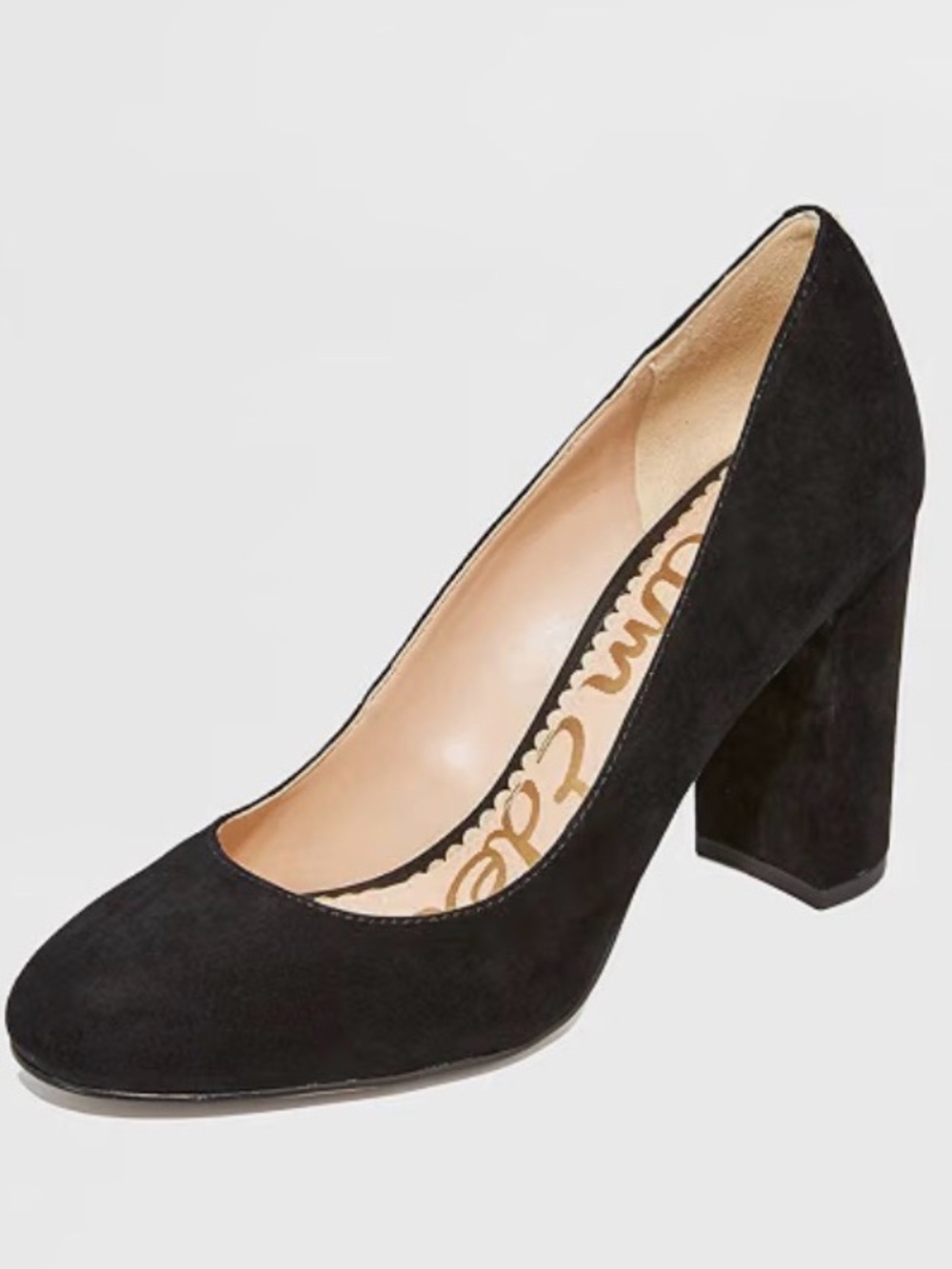 Sam Edelman Stillson Round Toe Black Suede Leather 4” Block Heel Pump Sz 10